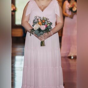Pink Social Bridesmaid Size 18 Long Dress